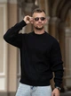 Чоловічий светр теплий вільного крою Oversize чорний L - зображення 1
