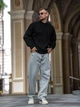 Чоловічий светр теплий вільного крою Oversize чорний L - зображення 2