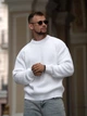 Чоловічий светр теплий вільного крою Oversize білий L - зображення 5