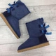 Жіночі уггі Середні Замшеві Сині з Бантами UGG Bailey Bow II Navy Suede (36, синій) - изображение 8