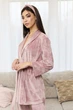 Велюровий домашній костюм халат зі штанами рожевий L-XL - зображення 5