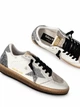 Женские кеды Golden Goose GGDB бело-серебристые из натуральной кожи с блестящей звездой и черными шнурками размер 41 - изображение 3