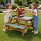 Drewniana kuchnia błotna EcoToys dla dzieci 2w1 ze stołem piknikowym, ławkami, pompą wodną i zlewem (5905817013364) - obraz 10