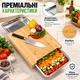 Кухонная разделочная бамбуковая доска с гастроемкостями из нержавеющей стали в комплекте универсальная для кухни нарезания продуктов мяса рыбы овощей фруктов 40х29х3,2 см - изображение 5