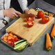Кухонная разделочная бамбуковая доска с гастроемкостями из нержавеющей стали в комплекте универсальная для кухни нарезания продуктов мяса рыбы овощей фруктов 40х29х3,2 см - изображение 9