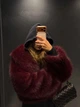 Жіноча коротка екошуба з кишенями бордова M - изображение 5
