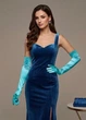 Довгі атласні рукавички honey fashion accessories s/m/l яскраво-блакитний (30к048) - зображення 1