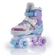 Роликовые коньки раздвижные ролики квады Русалочка Banwei 176 размер 34-38 White-Violet-Blue - изображение 3