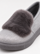 Слипоны женские серые с мехом Ok shoes 39 (XK0138) - изображение 2