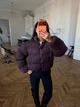 Женский короткий пуховик с фактурной вязкой / Шоколад 42-46 / BASED 03004310 - изображение 5