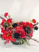 Интерьерная композиция с чёрными и красными розами в чёрной керамической вазе «Пламя страсти» 50х50 см - изображение 2