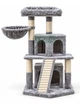Игровой комплекс для котов 48×48×105 см с 2 домиками, гамаком, лежанкой и когтеточками, серый - изображение 9