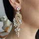 Жіночі сережки підвіски ажурні з цирконами (золото 750п) пусети Crystal Floral GONCHAR & CO. ювелірний сплав - изображение 2