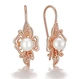 Жіночі сережки квітка з перлиною (золото 585п) французька петля Pearl Ornament GONCHAR & CO. ювелірний сплав - зображення 1