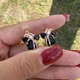 Сережки Чорна Орхідея з кристалами та цирконами (золото 585п) англійський замок GONCHAR & CO. ювелірний сплав - изображение 3