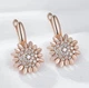 Жіночі сережки квітка з цирконами (золото 585п) англійський замок Diamond Lace GONCHAR & CO. ювелірний сплав - изображение 6