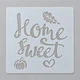 Трафарет на Хелловін з написом Home Sweet гарбузом серцем та осіннім листям для декорування торта 15 на 15 см сірий - зображення 1