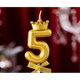 Свічка-цифра "5" з короною ЗОЛОТО - зображення 1