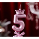 Свічка-цифра "5" з короною РОЖЕВИЙ - изображение 1
