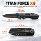 Мультитул TITAN FORCE X9 многофункциональный складной нож с плоскогубцами, отверткой и набором бит, туристический карманный инструмент с чехлом - изображение 4