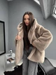 Женская шуба Soft с капюшоном свободного кроя кофе с молоком (мокко) 42-48 - изображение 2