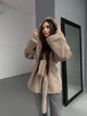 Женская шуба Soft с капюшоном свободного кроя кофе с молоком (мокко) 42-48 - изображение 4