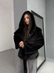 Женская шуба Soft с капюшоном свободного кроя черная 42-48 - изображение 8