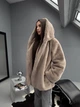 Женская шуба Soft с капюшоном свободного кроя кофе с молоком (мокко) 42-48 - изображение 5