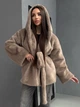 Женская шуба Soft с капюшоном свободного кроя кофе с молоком (мокко) 42-48 - изображение 9