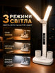 LED лампа настольная аккумуляторная складная светильник для учебы чтения работы школьника офиса дома детской с 2 поворотными плафонами сенсорным управлением регулировкой яркости 3 режимами света 3000 6500 K USB зарядкой держателем телефона 5 Вт белая - изображение 3