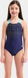 Купальник закритий для дівчат Arena PAINTERLY SWIMSUIT V BACK темно-синій Діт 140 см - зображення 1