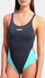 Купальник закритий для ок Arena TEAM SWIMSUIT SWIM TECH SOLID сірий, бірюзовий 36 - зображення 3