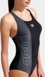 Купальник слитный для женщин Arena DUOGRAF SWIMSUIT V BACK черный, серый 46 - изображение 3