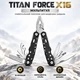 Мультитул багатофункціональний TITAN FORCE X16, універсальний інструмент із нержавіючої сталі для туризму, кемпінгу, риболовлі, автомобіля та дому, чорний - зображення 1