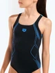 Детский слитный купальник для бассейна для девочки Arena Graphic Swimsuit Swim Pro Back 011184-580 128 см Черный/Бирюзовый (3468337725473) - изображение 4