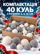 Набор новогодних бархатных елочных шаров Шарм 40 шт. диаметром 6, 8 и 10 см, пластиковые игрушки с велюровым покрытием для украшения елки, серые (77941562) - изображение 7