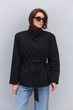Короткий утеплений тренч чорний з коміром-стійкою Arjen 35621, розмір L/XL, код кольору 127320 - изображение 2