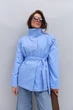 Короткий утеплений тренч блакитний з коміром-стійкою Arjen 35621, розмір L/XL, код кольору 127274 - изображение 8