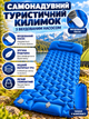 Самонадувной туристический коврик с насосом 180×58×5 см надувной каремат для кемпинга матрас из TPU с подушкой Голубой - изображение 1
