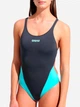 Купальник слитный женский Arena Team Swimsuit Swim Tech Solid 004763-580 Серый/Бирюзовый (3468337873228) - изображение 4
