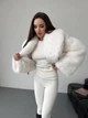 Женская шуба Cropped укороченная с отложным воротником свободного кроя белая 42-48 - изображение 4