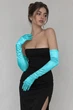 Довгі атласні рукавички honey fashion accessories s/m/l яскраво-блакитний (30к048) - изображение 1