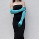 Довгі атласні рукавички honey fashion accessories s/m/l яскраво-блакитний (30к048) - изображение 4