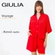 Жіночий комплект з льону блуза та шорти Giulia VOYAGE 6601/220 S Red-red, жатий льон, з кишенями, літній - зображення 1