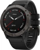 Розумні годинник Garmin Fenix 6X Pro Sapphire Carbon Grey DLC with Black Band (010-02157-11); 1.4" (280x280) TFT / 32 ГБ вбудованої / Bluetooth 4.0 / Wi-Fi, GPS, GLONASS, NFC / до 21 дня / 10 ATM / 51 х 51 х 14.9 мм, 93 г / чорний - зображення 1