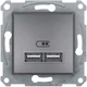 Розетка USB Schneider Electric Asfora 2.1A Сталь (EPH2700262) - изображение 1