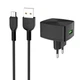 Сетевое зарядное устройство Hoco C70A USB QC Micro-USB черное - изображение 1