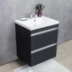 Тумба Fancy Marble Borneo 600 (Borneo 600 + 1306101) серая с раковиной Lucia 600 (25937) - изображение 1