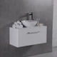 Тумба Fancy Marble FIJI 90 (Fiji 90 + 0304101) белая с каменной столешницей и умывальником Mona 420 (19010) - изображение 1