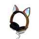Навушники SUNROZ Linx Bear Ear Headphone з вушками Лисички LED 1,5 м Коричневий (SUN2653) - зображення 1